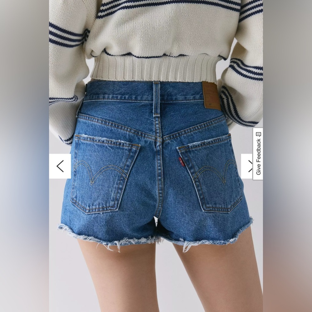 Levi's 501 Original Denim Short Blue Raw Hem Distressed Size 34